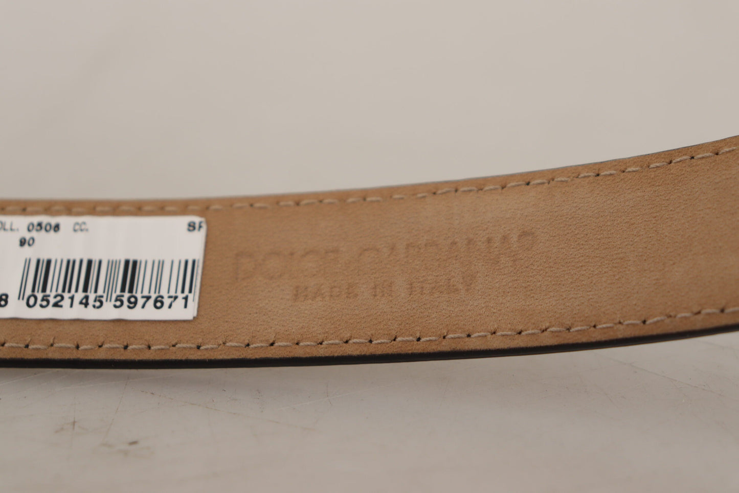 Dolce & Gabbana Black Calf Leather Logo Engraved Metal Buckle Men's Belt