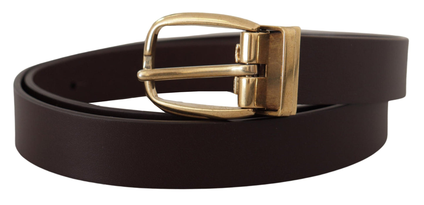Dolce & Gabbana Dark Brown Calf Leather Gold Tone Metal Men's Buckle