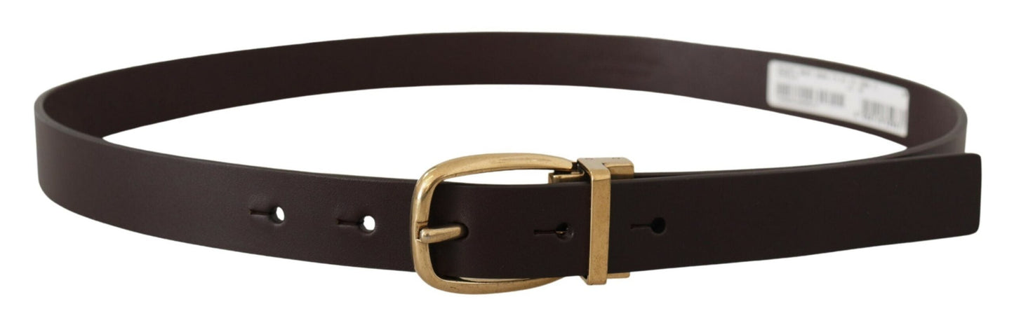 Dolce & Gabbana Dark Brown Calf Leather Gold Tone Metal Men's Buckle