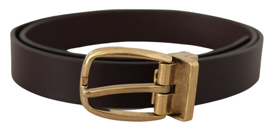 Dolce & Gabbana Dark Brown Calf Leather Gold Tone Metal Men's Buckle