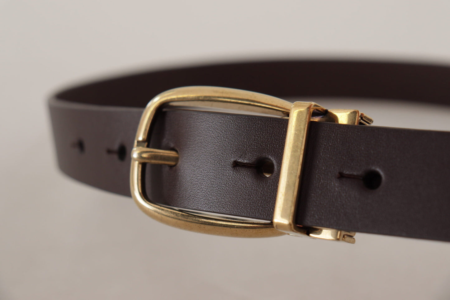 Dolce & Gabbana Dark Brown Calf Leather Gold Tone Metal Men's Buckle
