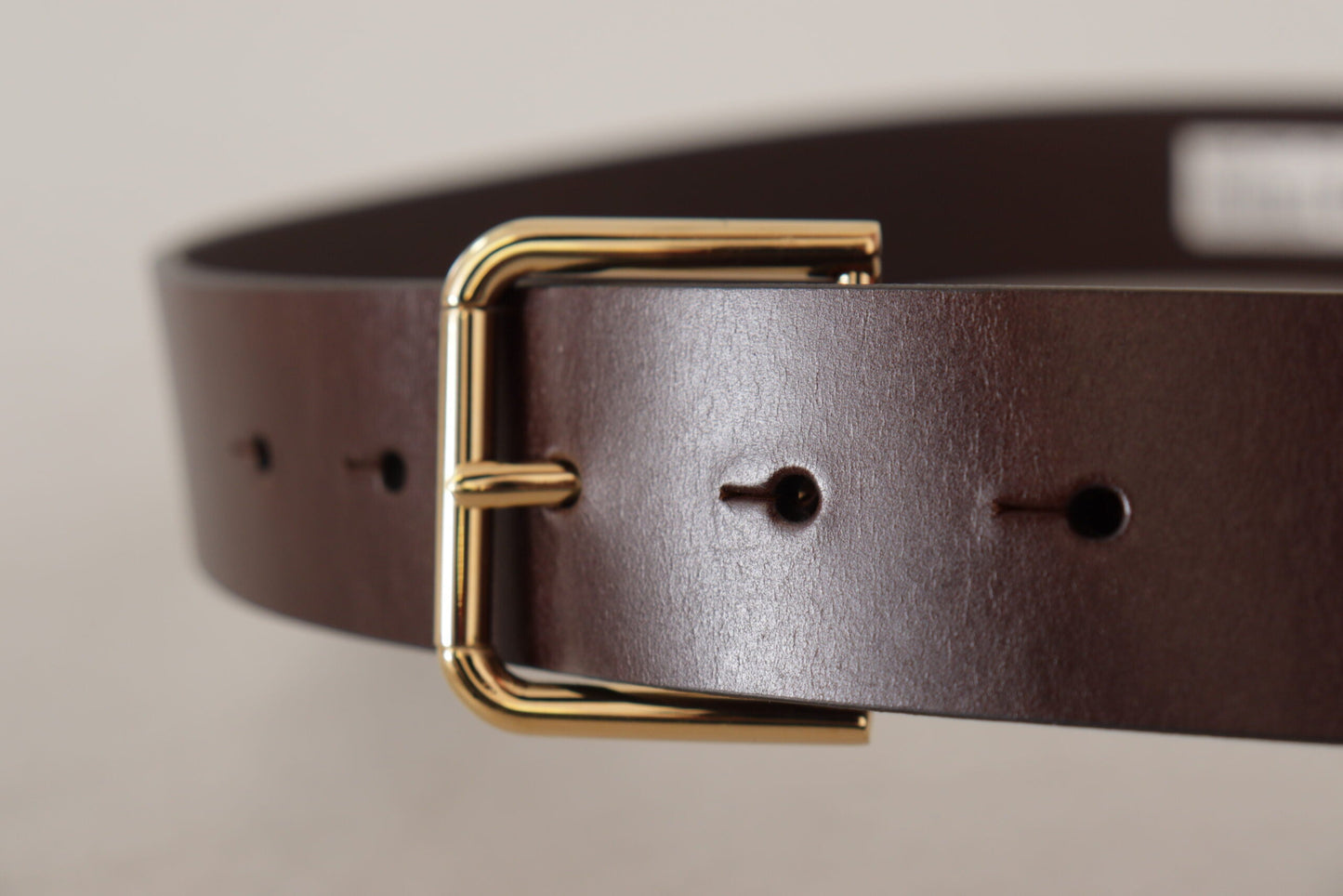 Dolce & Gabbana Brown Plain Calf Leather Gold Tone Buckle Men's Belt