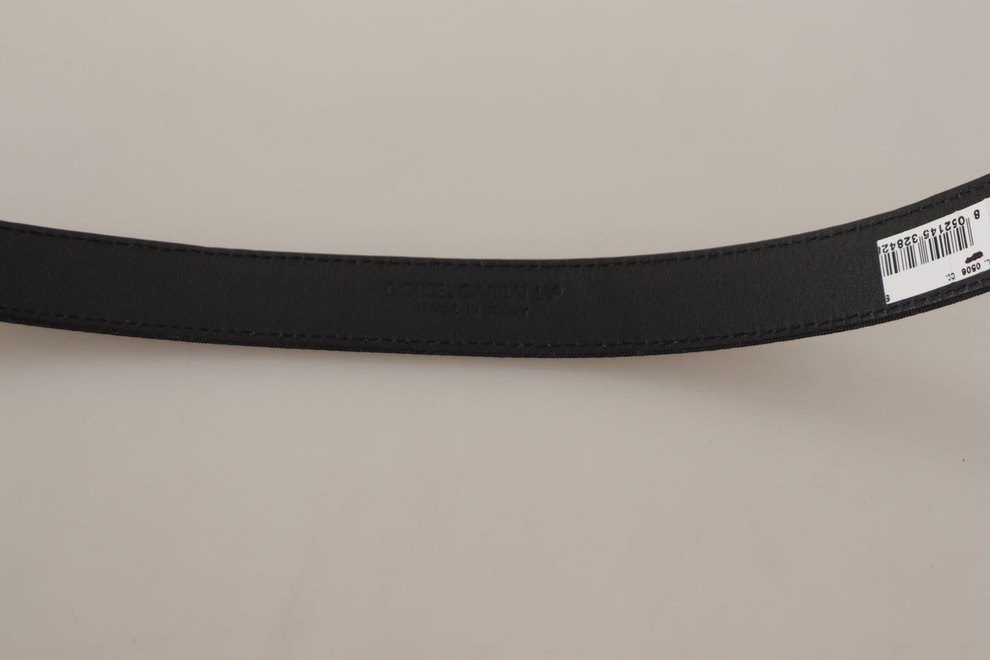 Dolce & Gabbana Black Calf Canvas Silver Tone Logo Metal Men's Belt