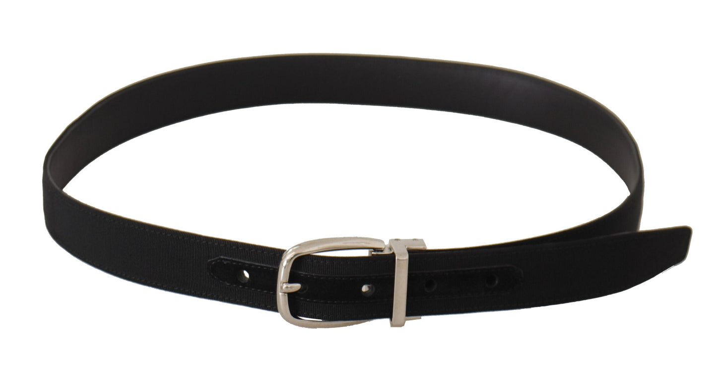 Dolce & Gabbana Belt Black Calf Leather Silver Tone Metal Men's Buckle