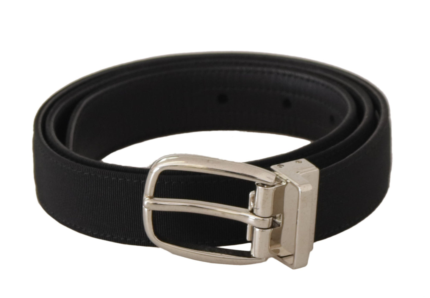 Dolce & Gabbana Belt Black Calf Leather Silver Tone Metal Men's Buckle