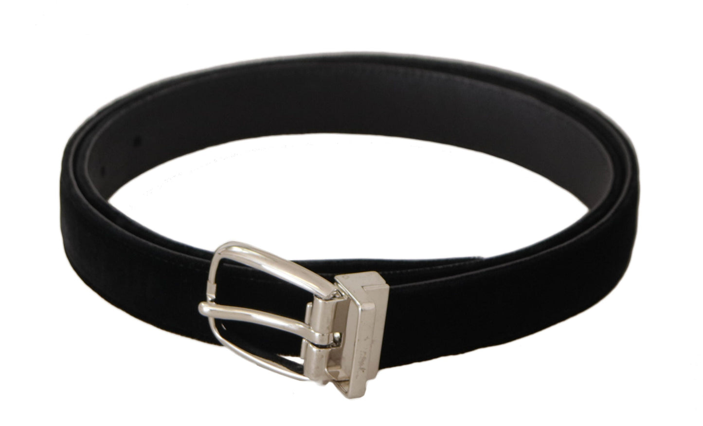 Dolce & Gabbana Black Casual Velvet Silver Tone Metal Buckle Men's Belt