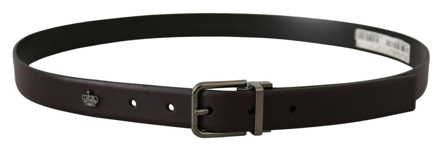 Dolce & Gabbana Dark Purple Leather Box Borchia Metal Buckle Men's Belt
