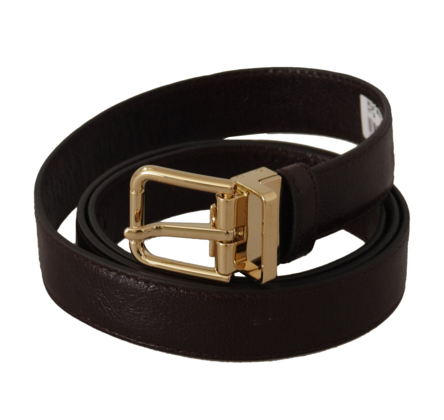 Dolce & Gabbana Brown Leather Gold Metal Buckle Men's Belt
