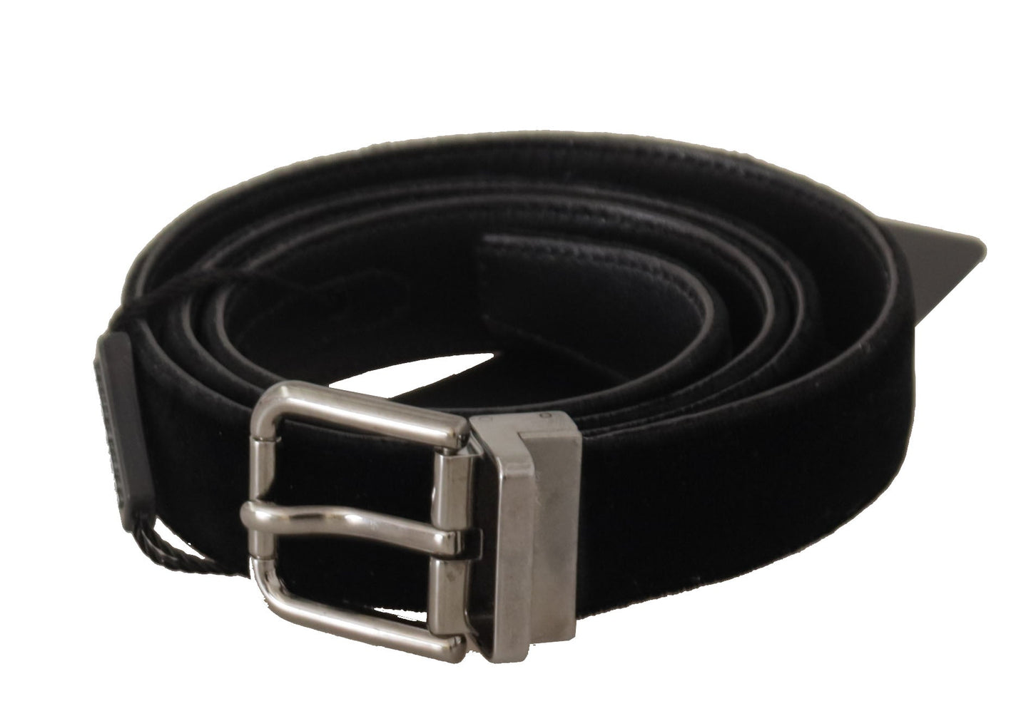 Dolce & Gabbana Black Cotton Silver Tone Metal Buckle Men's Belt