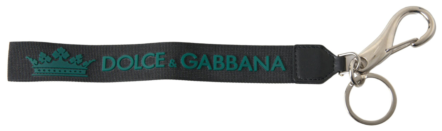 Dolce & Gabbana Black DG Logo Rubber Silver Tone Metal Women's Keychain