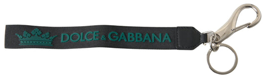 Dolce & Gabbana Black DG Logo Rubber Silver Tone Metal Women's Keychain