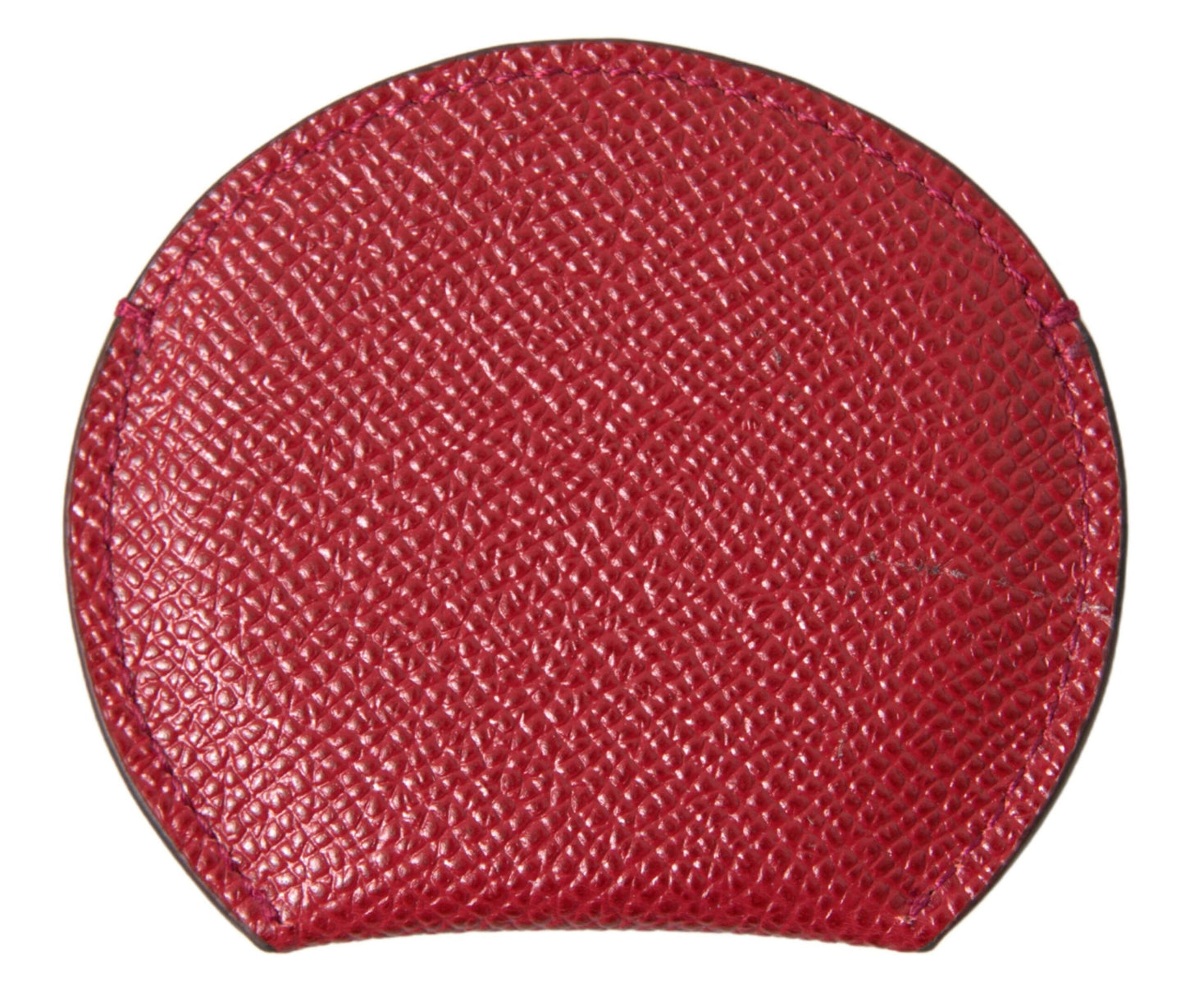 Dolce & Gabbana Red Calfskin Leather Round Hand Mirror Women's Holder