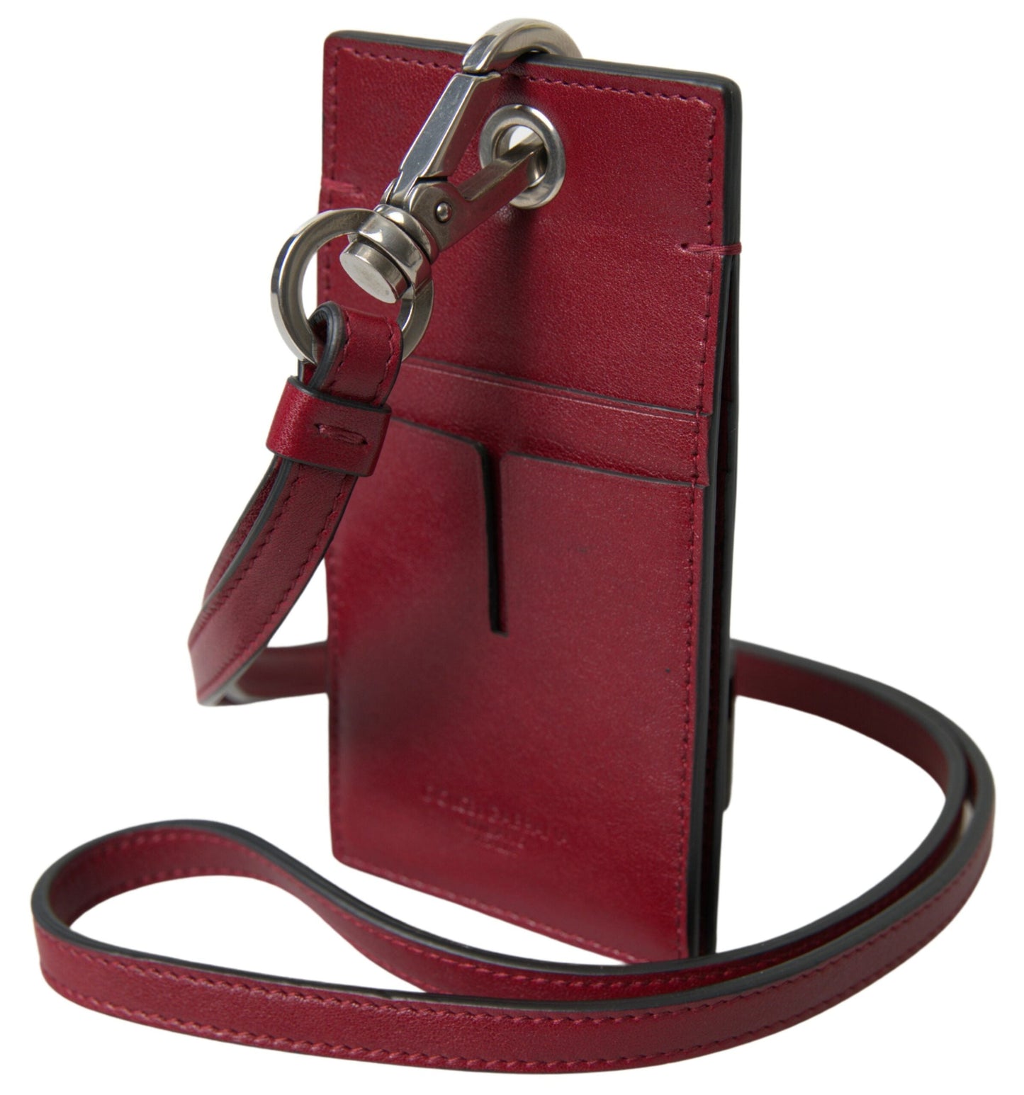 Dolce & Gabbana Red Leather Lanyard Logo Slim Card Holder Men Men's Wallet