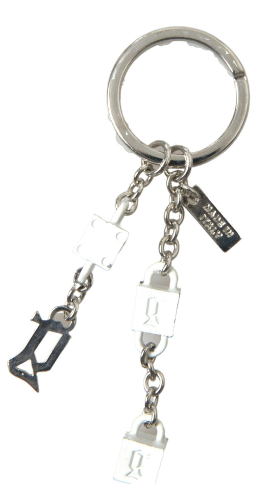 Dolce & Gabbana Silver Tone Metal DG Logo Engraved Keyring Women's Keychain