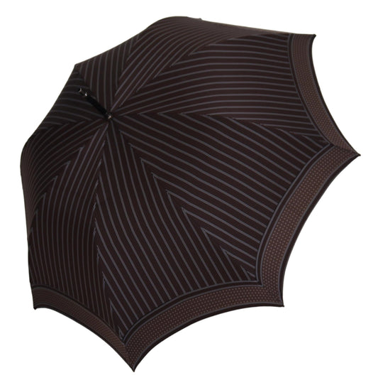 Dolce & Gabbana Brown Striped Leather Handle Collapsible Sartoria Men's Umbrella