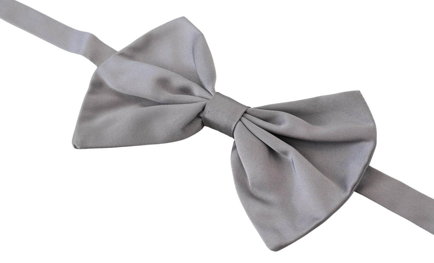 Dolce & Gabbana Bow Tie Men Silver Gray Silk Adjustable Neck Men's Papillon