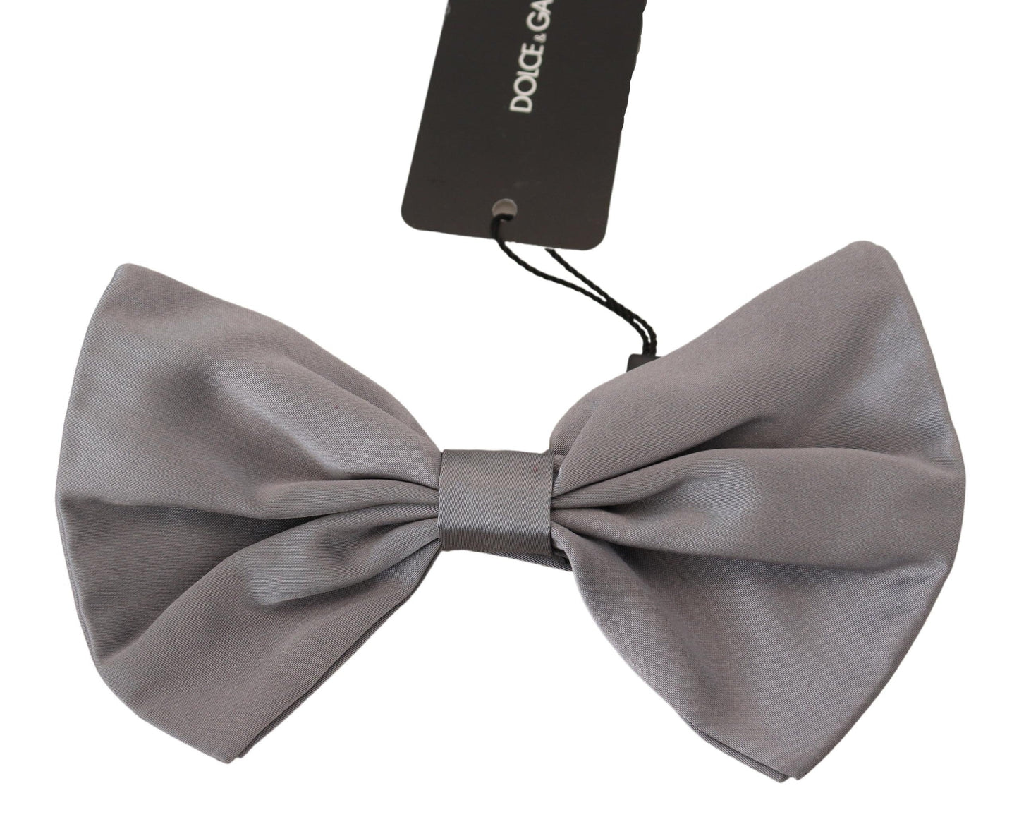 Dolce & Gabbana Bow Tie Men Silver Gray Silk Adjustable Neck Men's Papillon