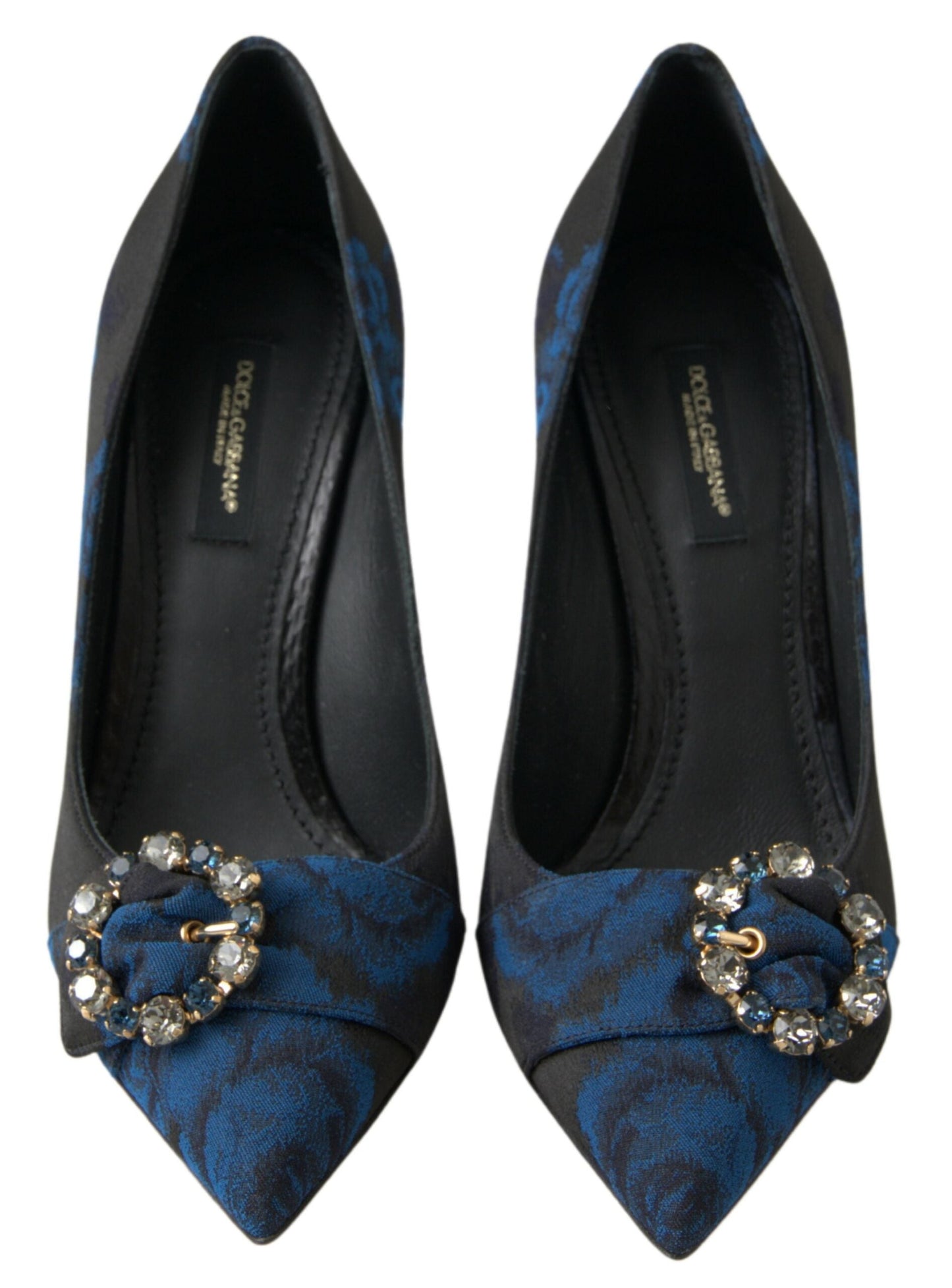 Dolce & Gabbana Blue Floral Ayers Crystal Pumps Women's Shoes