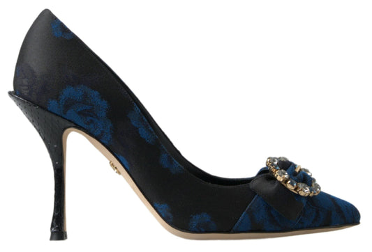 Dolce & Gabbana Blue Floral Ayers Crystal Pumps Women's Shoes