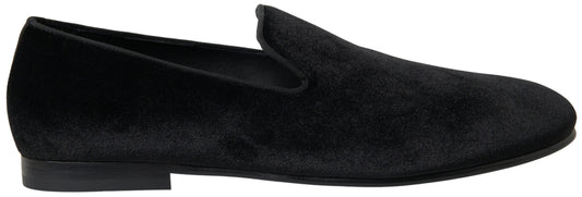 Dolce & Gabbana Black Velvet Loafers Formal Men's Shoes