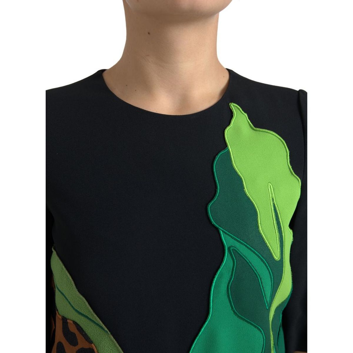 Dolce & Gabbana Black Tiger Jungle Print Sheath Stretch Women's Dress ()