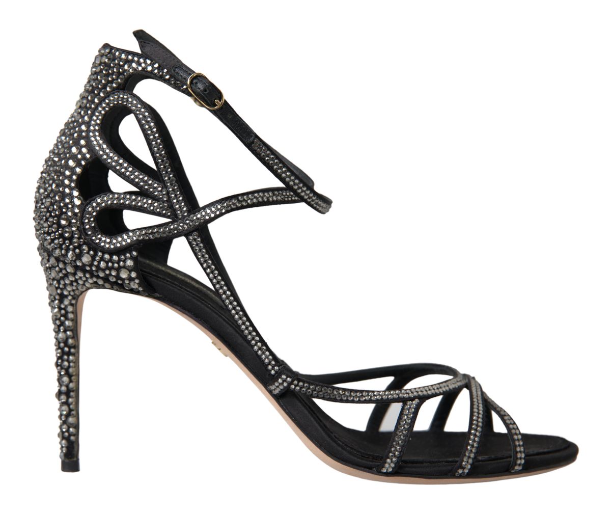 Dolce & Gabbana Rhinestone Stiletto Sandal Satin Women's Shoes
