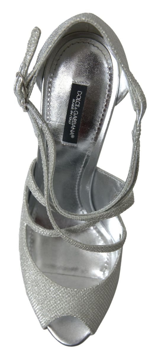 Dolce & Gabbana Silver Shimmers Sandals Heel Pumps Women's Shoes