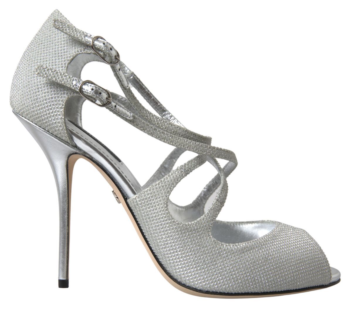 Dolce & Gabbana Silver Shimmers Sandals Heel Pumps Women's Shoes