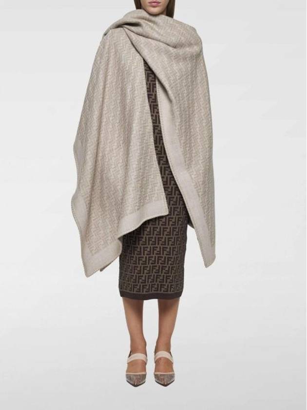Fendi Wool Cashmere Poncho Beige