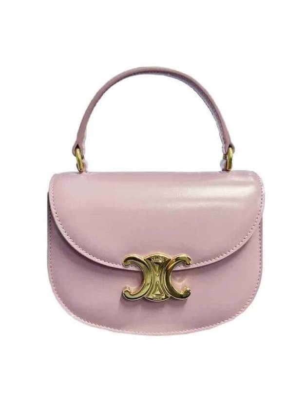 CELINE Besace Clea Triomphe Small Shiny Calfskin Tote Bag Petal
