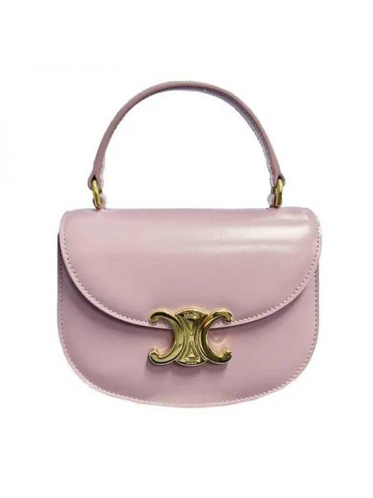 CELINE Besace Clea Triomphe Small Shiny Calfskin Tote Bag Petal