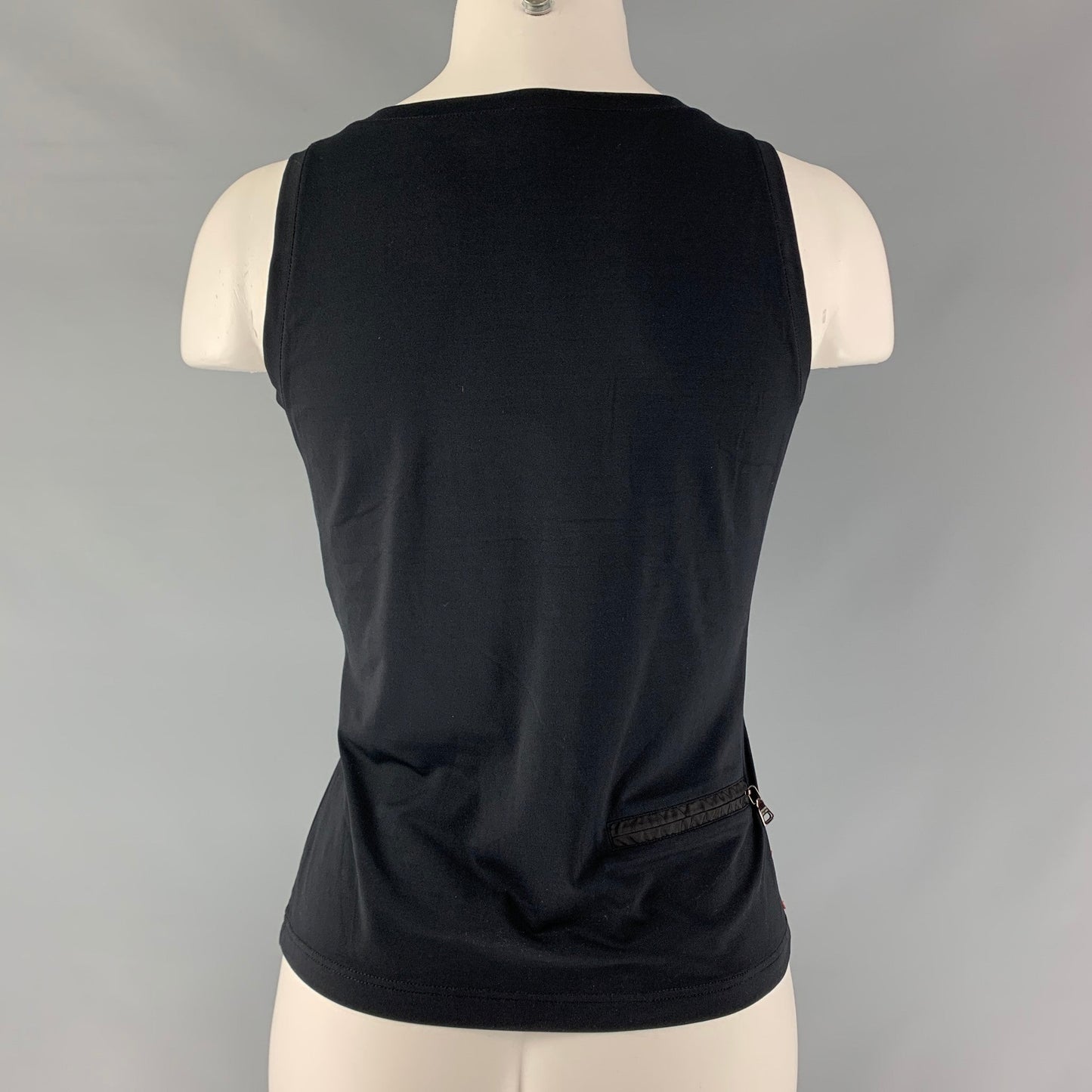 PRADA Size M Black Solid V-Neck Casual Top