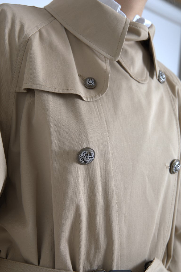 Dolce & Gabbana Khaki Double Breasted Trench Coat Women's Jacket