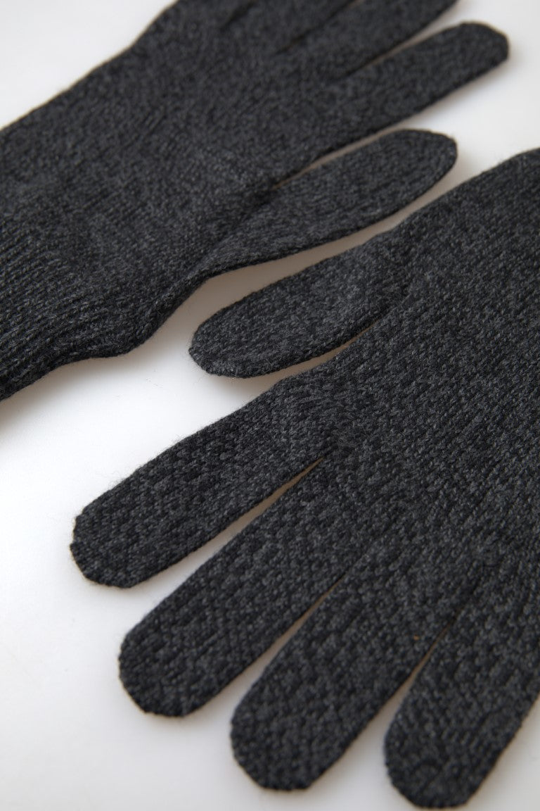 Dolce & Gabbana Gray Virgin Wool Knit Hands Mitten Men Men's Gloves