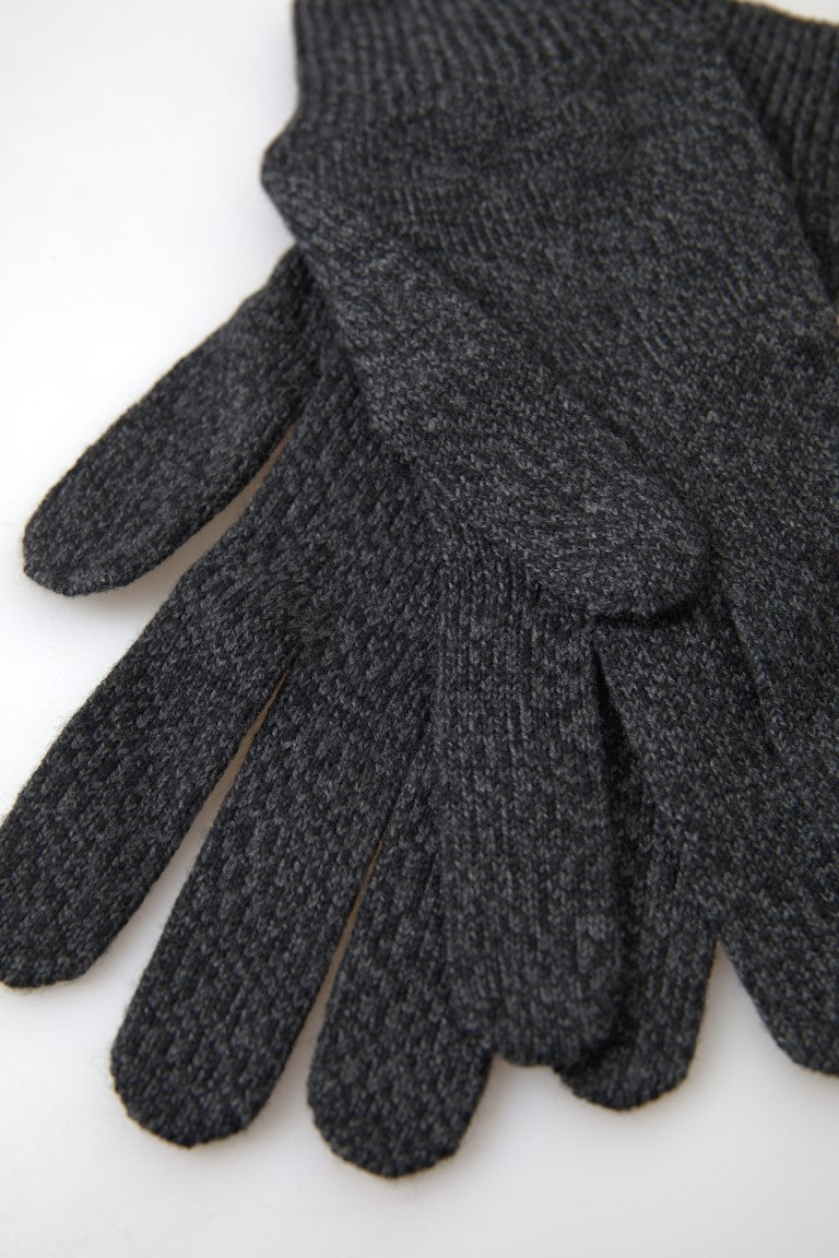 Dolce & Gabbana Gray Virgin Wool Knit Hands Mitten Men Men's Gloves