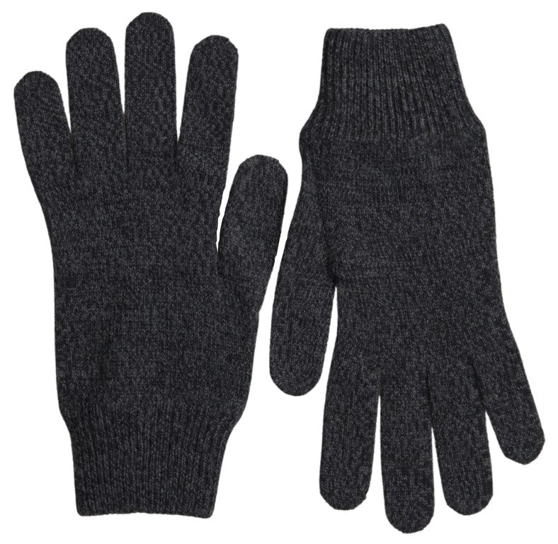 Dolce & Gabbana Gray Virgin Wool Knit Hands Mitten Men Men's Gloves