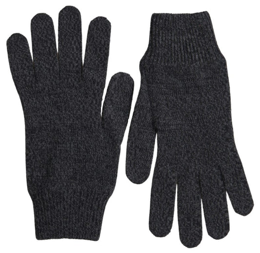 Dolce & Gabbana Gray Virgin Wool Knit Hands Mitten Men Men's Gloves