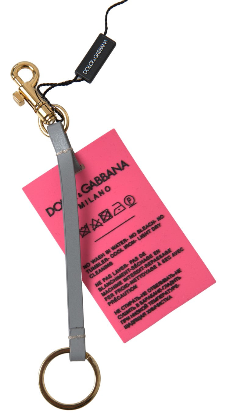 Dolce & Gabbana Pink Silicone DG Logo Gold Brass Keyring Women Women's Keychain