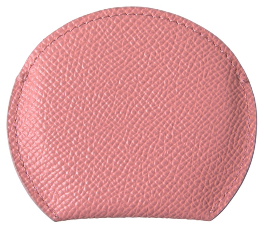 Dolce & Gabbana Pink Calfskin Leather Round Mirror Women's Holder