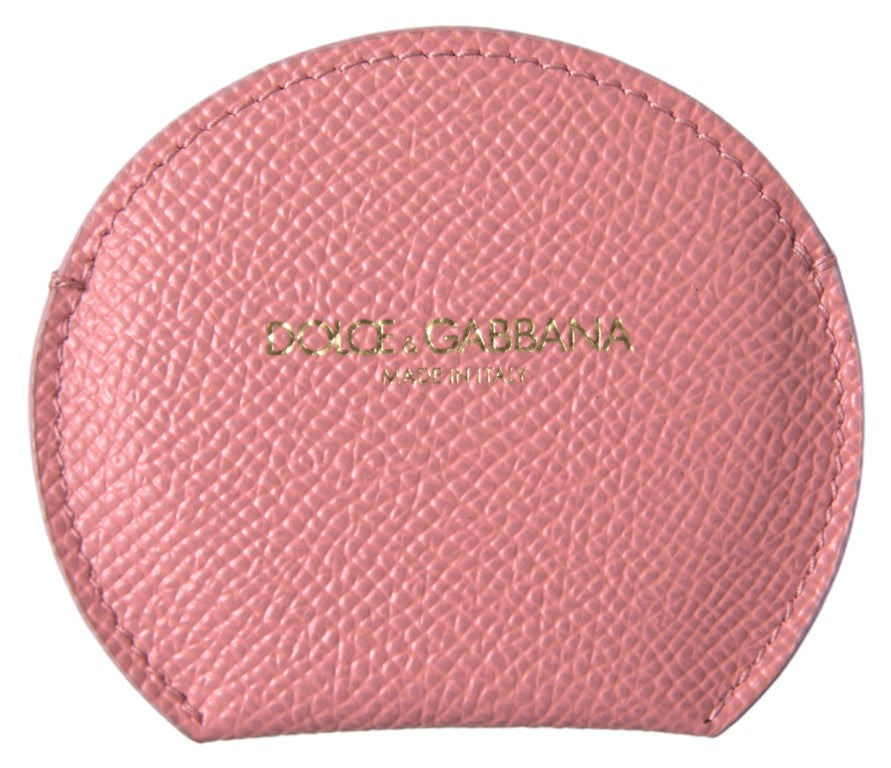 Dolce & Gabbana Pink Calfskin Leather Round Mirror Women's Holder