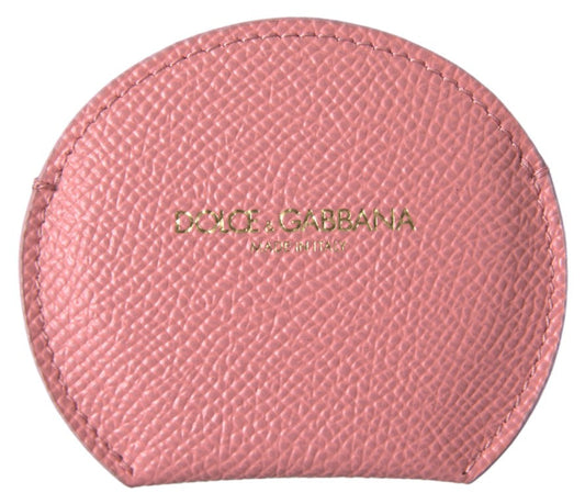 Dolce & Gabbana Pink Calfskin Leather Round Mirror Women's Holder