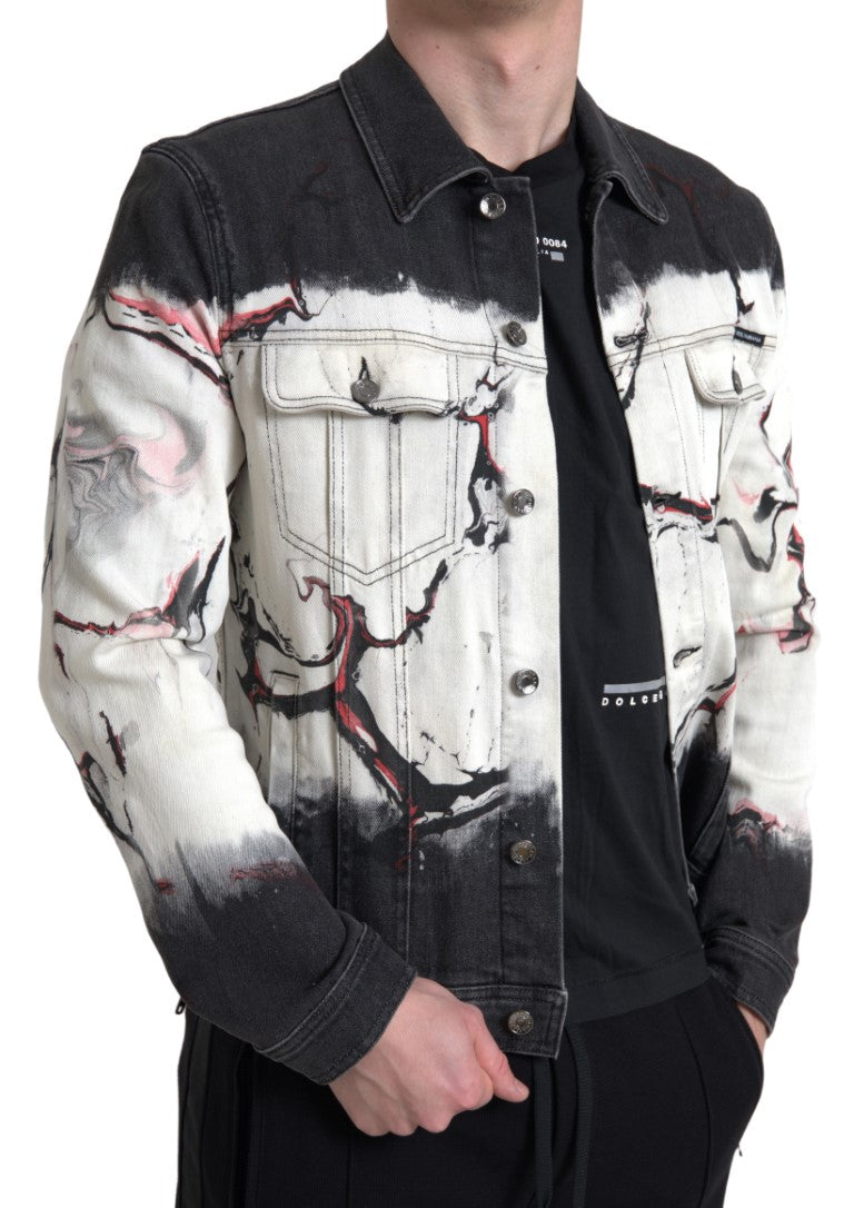 Dolce & Gabbana Multicolor Cotton Collared Denim Men's Jacket
