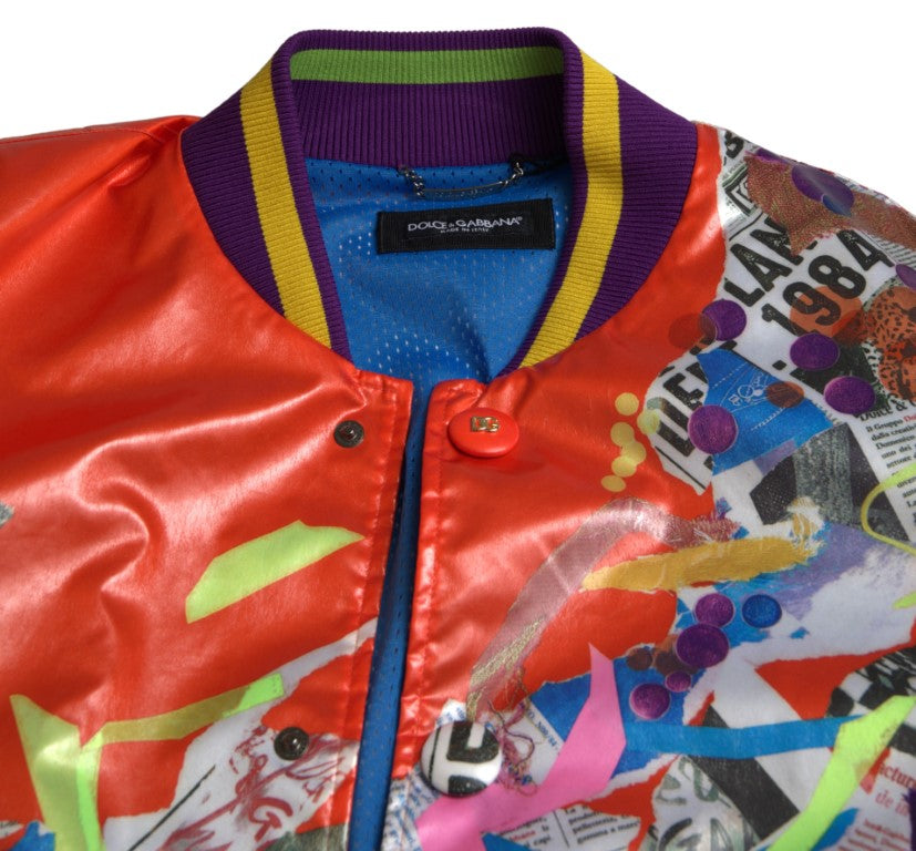 Dolce & Gabbana Orange Polyester Button Blouson Men's Jacket