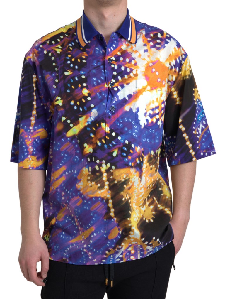 Dolce & Gabbana Luminaire Print Cotton Polo Top Men Men's Shirt