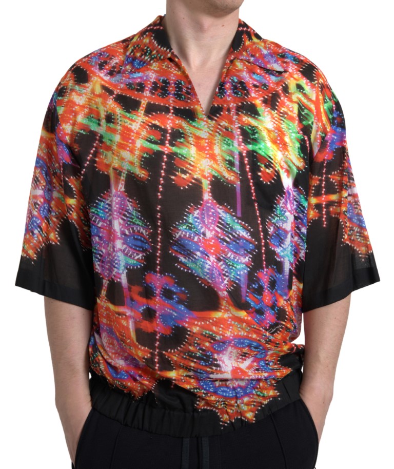 Dolce & Gabbana Multicolor Luminarie Print Men Cotton Men's Shirt