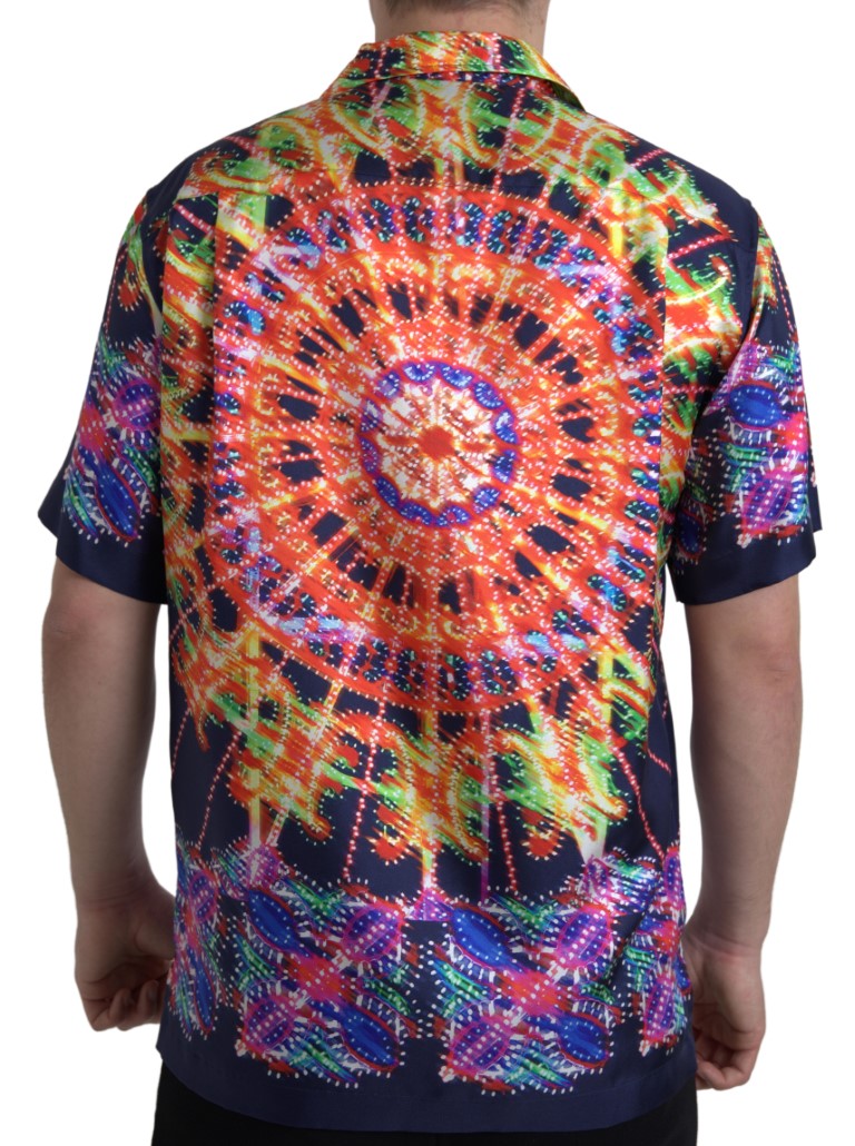 Dolce & Gabbana Multicolor Luminarie Print Men Shirt Men's Silk