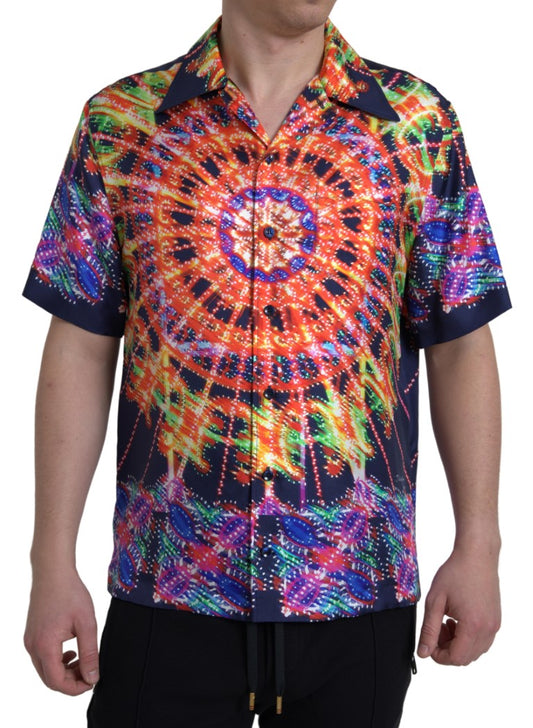 Dolce & Gabbana Multicolor Luminarie Print Men Shirt Men's Silk