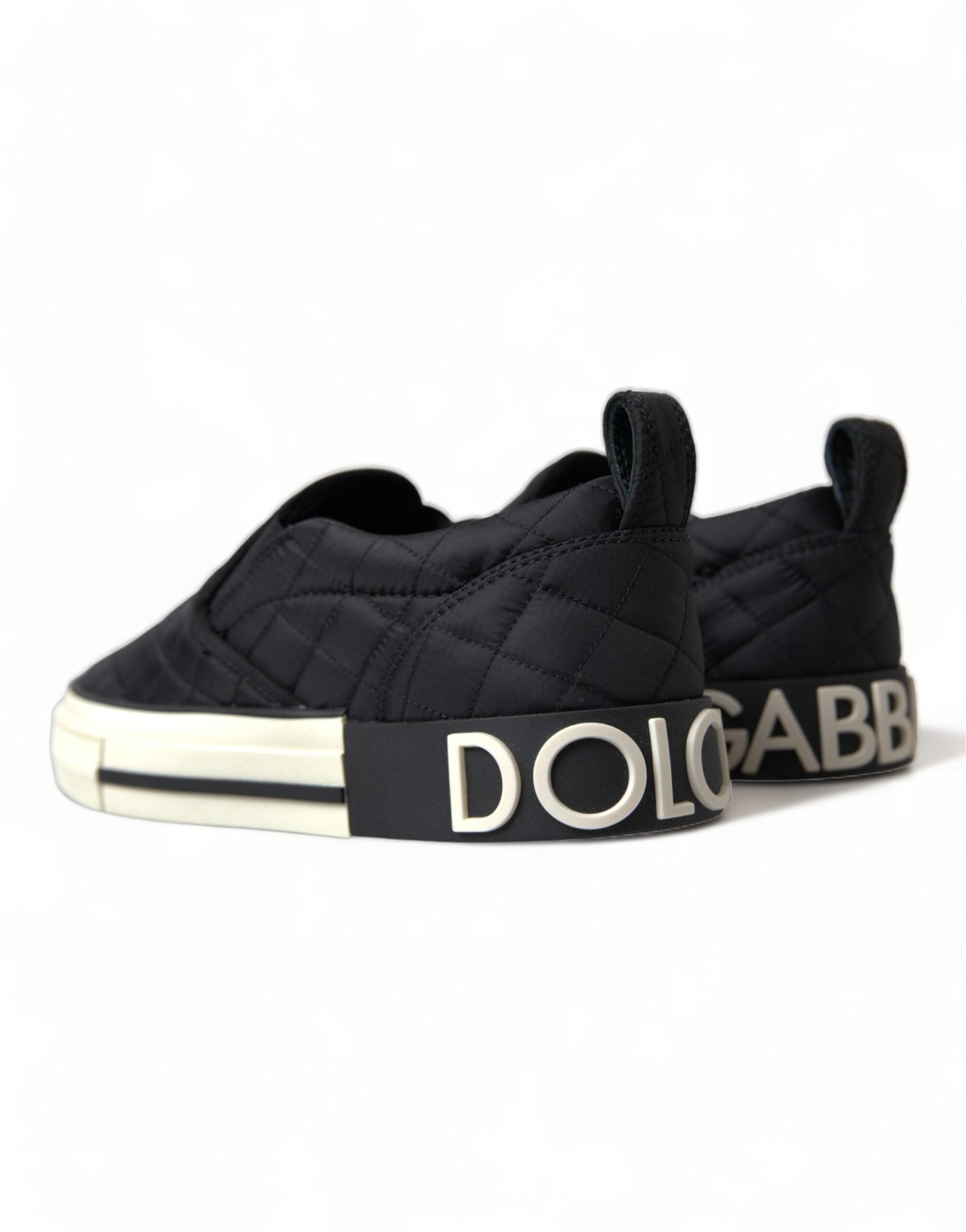 Dolce & Gabbana Black Quilted Slip On Low Top Sneakers Women's Shoes