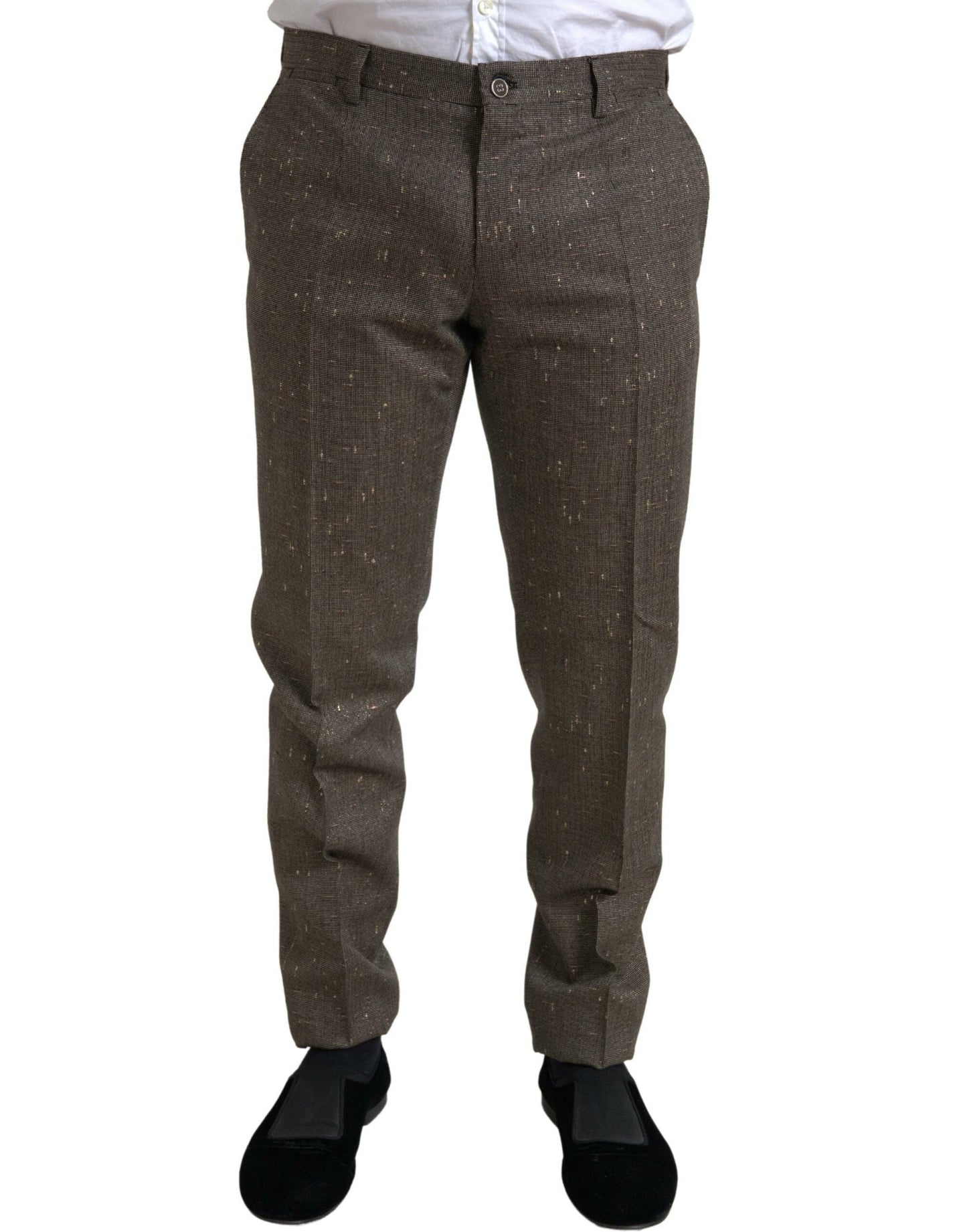 Dolce & Gabbana Brown Wool Dress Skinny Men Trouser Men's Pants