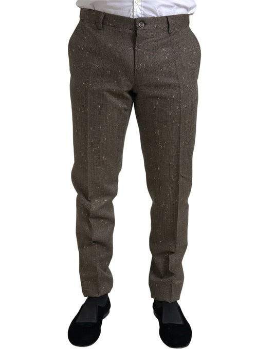 Dolce & Gabbana Brown Wool Dress Skinny Men Trouser Men's Pants